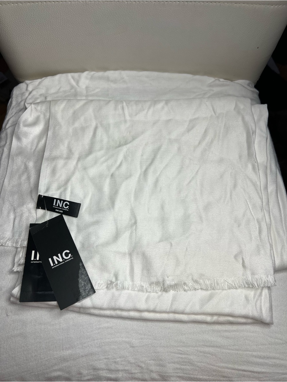 INC International Concepts White Lightweight Woven Wrap Scarf